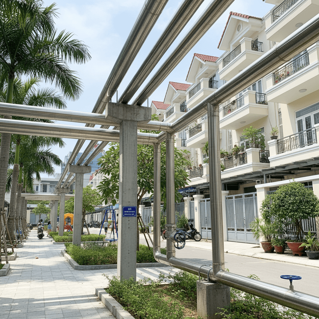 Hệ thống đường ống cấp nước sạch khu dân cư tại Thủ Đức TP.HCM